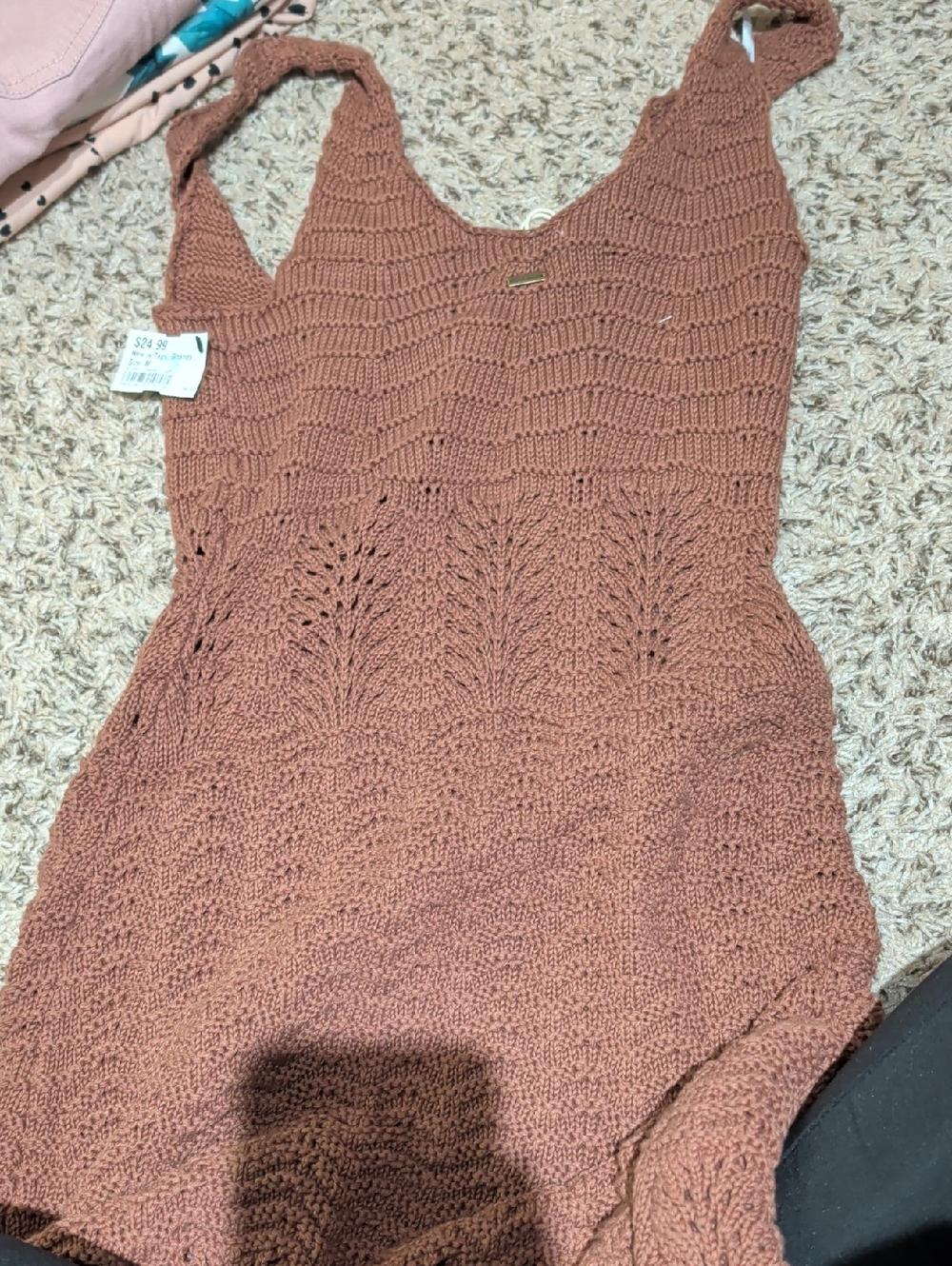 Ghanda Terracotta Crochet Midi Dress